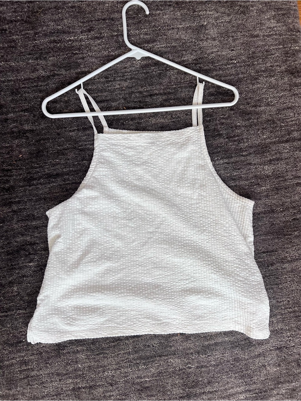 Madewell White Textured Halter Cami
